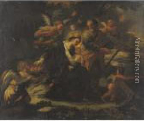 Property From A Private Collection, New York
 

 
 
 

 
 Rest On The Flight Into Egypt Oil Painting - Luca Giordano