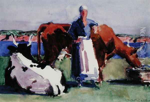 Milkmaid, Iona Oil Painting - Francis Campbell Boileau Cadell