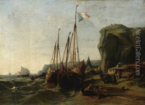 Segelboote An Der Bretonischen Kuste Oil Painting - Jules Achille Noel