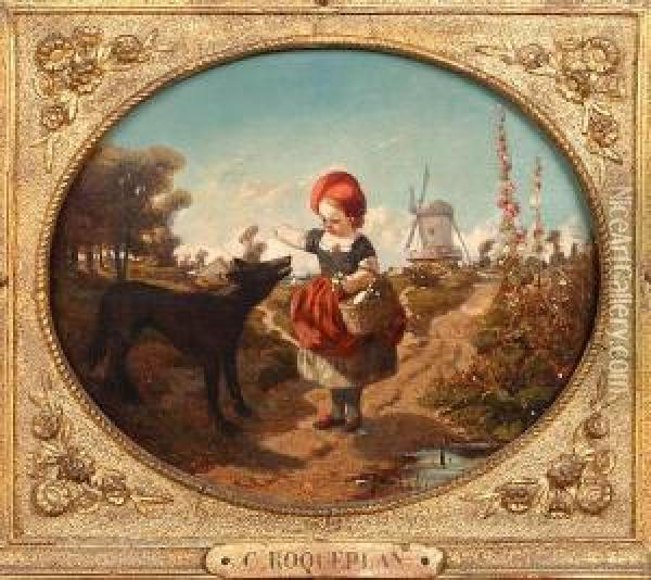Little Red Riding Hood Oil Painting - Camille-Joseph-Etienne Roqueplan
