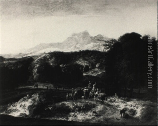 Landscape With The Departure Of Rebecca Oil Painting - Gerbrand Van Den Eeckhout