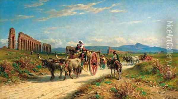 In the Roman campagna Oil Painting - Johann Zahnd