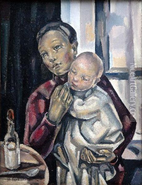 [mere Et Enfant] Oil Painting - Maria Blanchard