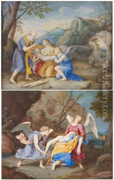 La Mort De Sainte Madeleine (+ La Communion De Sainte Madeleine; 2 Works) Oil Painting - Paul Bril