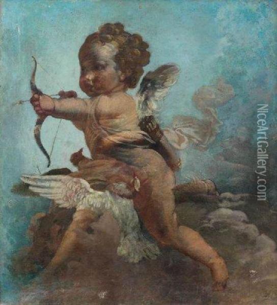 Amour Decochant Ses Fleches Oil Painting - Jean-Honore Fragonard