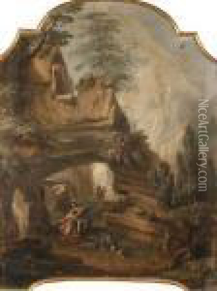 Paesaggio Con Enea E Didone Nella Grotta Oil Painting - Vincenzo Martinelli