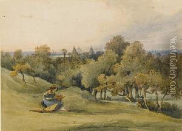 Greenwich Park Looking Towards St.paul's Oil Painting - Francois Louis Thomas Francia