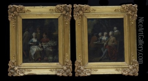 Vardshusinteriorer, Ett Par (pair) Oil Painting - Jan Baptist Lambrechts