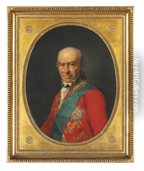 Portrait Of Heinrich Wilhelm Von Huth Oil Painting - Jens Juel