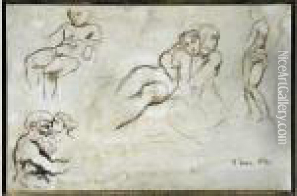 Etude De Personnages. Oil Painting - Eugene Delacroix