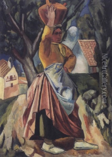 Femme Dans Un Paysage Oil Painting - Adolphe Aizik Feder