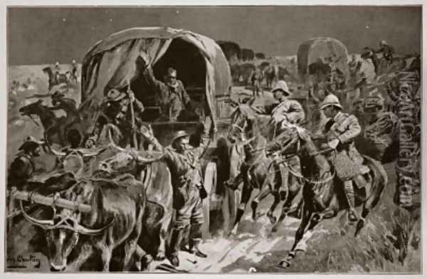 Night attack on a Boer convoy by mounted infantry under Colonel Williams Oil Painting - John Charlton
