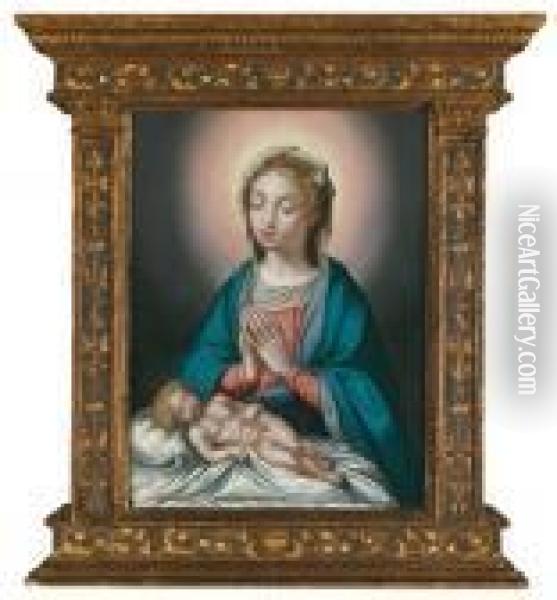 La Madonna In Preghiera Con Cristo Dormiente Oil Painting - Francesco Vanni