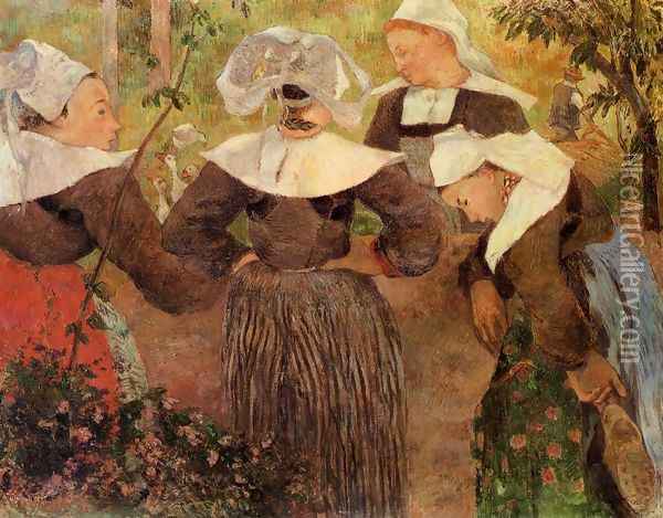 Four Breton Women Oil Painting - Paul Gauguin
