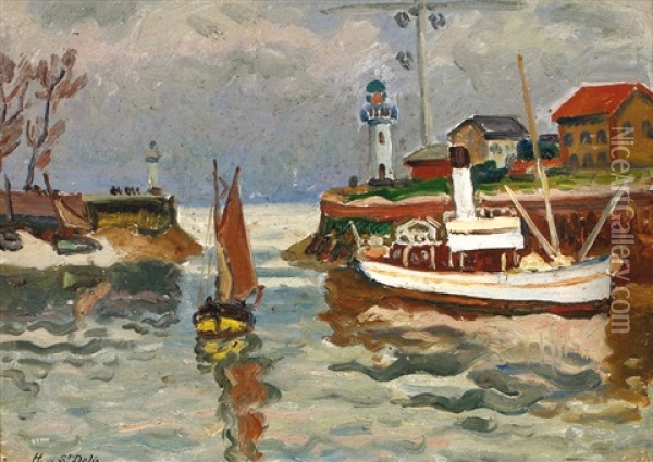 Sortie Du Port De Honfleur Oil Painting - Henri Lienard De Saint-Delis