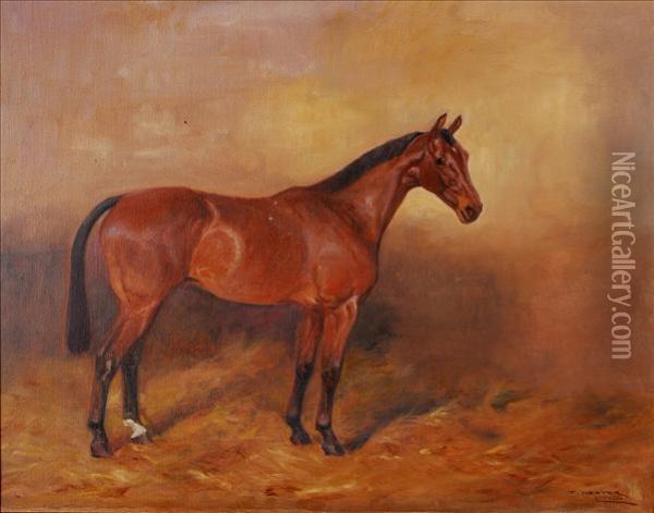 Bay Horses Instable Interiors Oil Painting - Thomas Ivester Lloyd