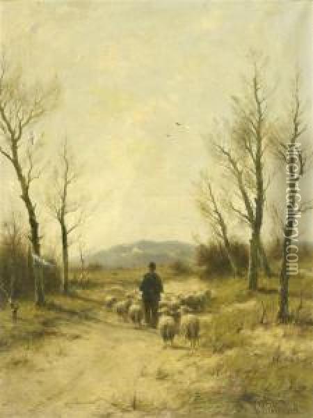 Shepherds And Their Flock Oil Painting - Cornelis I Westerbeek