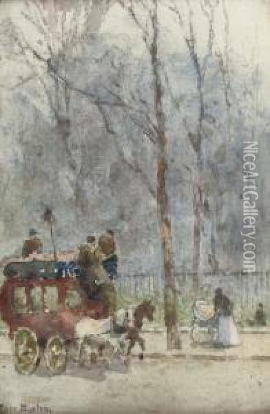The Hammersmith Omnibus On Piccadilly Oil Painting - Rose Barton