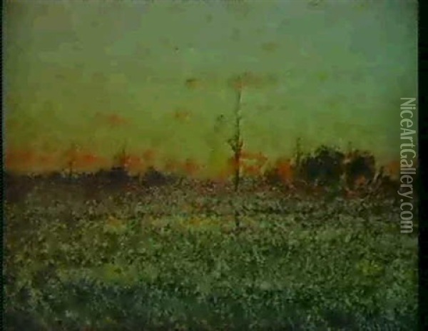 Franskt Landskap I Aftonrodnad Oil Painting - Per Ekstroem