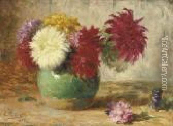Colourful Chrysanthemums Oil Painting - Evert Pieters