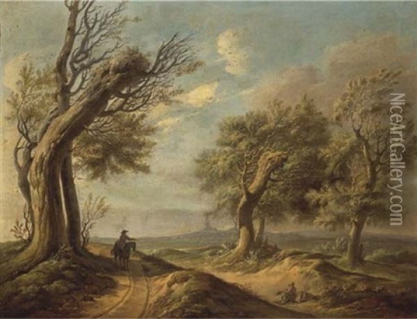 Paysage Avec Un Cavalier Et Un Mendiant Oil Painting - Johannes van Dregt