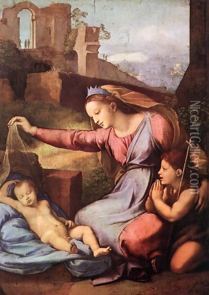Madonna with the Blue Diadem Oil Painting - Raphael