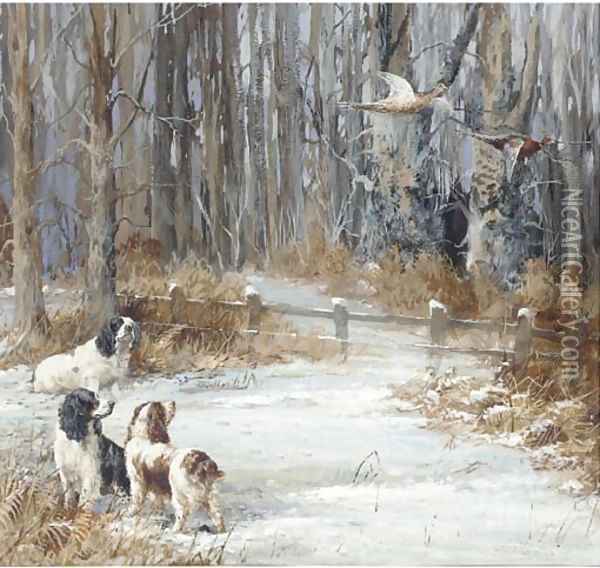 Sandringham Susan and two other spaniels of George V Oil Painting - Binks, R. Ward