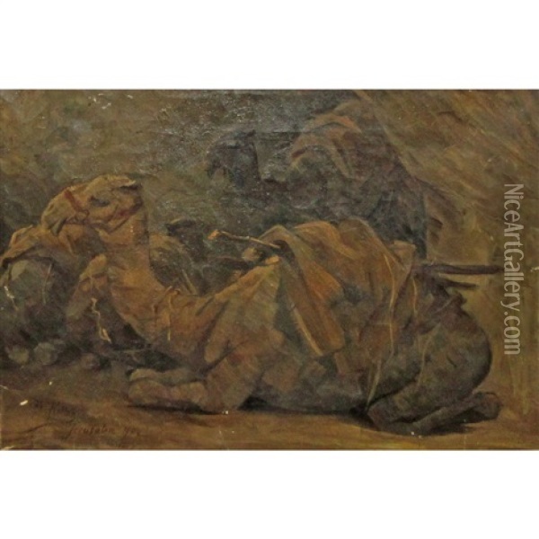 Camels At Rest Oil Painting - Friedrich von Keller
