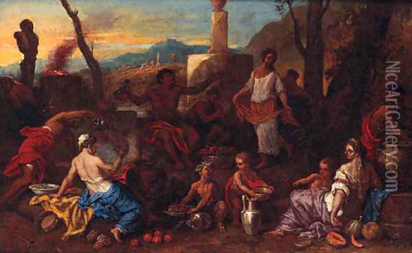 A Bacchanal Oil Painting - Sebastien Bourdon