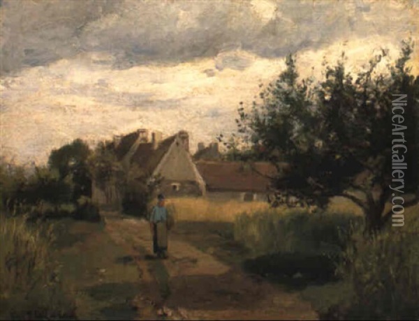Entree D'un Village Oil Painting - Camille Pissarro