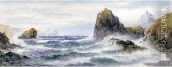 Kynance Cove, The Lizard, Cornwall Oil Painting - John Clarkson Uren