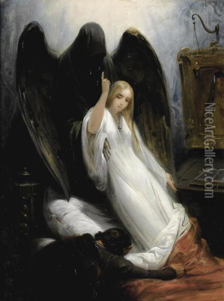 L'ange De La Mort Ou La Jeune Fille Et La Mort Oil Painting - Horace Vernet