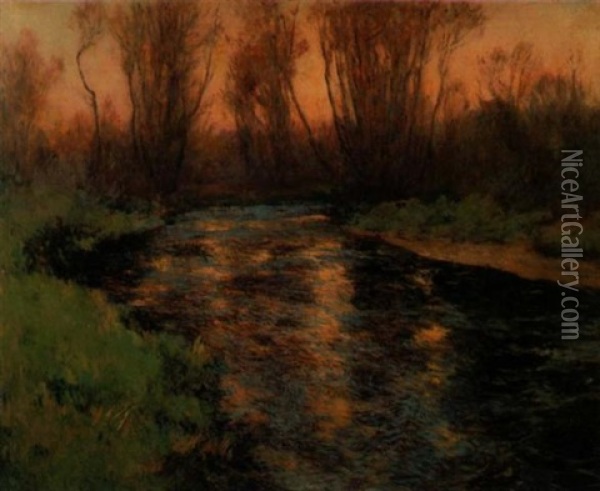 Riverside In Moret-sur-loing (france) Oil Painting - Frederick Charles Vipont Ede