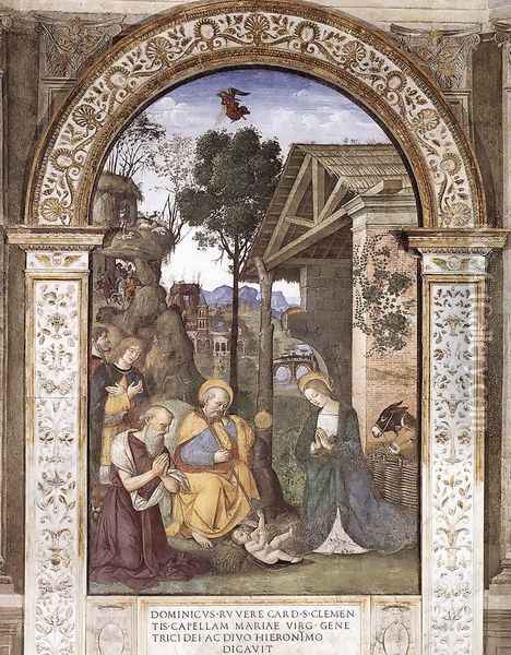 Adoration of the Christ Child c. 1490 Oil Painting - Bernardino di Betto (Pinturicchio)