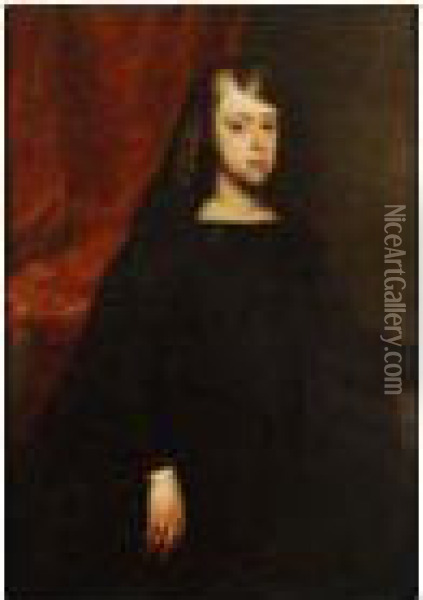 Retrato De La Infanta Dona Margarita De Austria, De Medio Cuerpo Oil Painting - Juan Bautista Martinez del Mazo