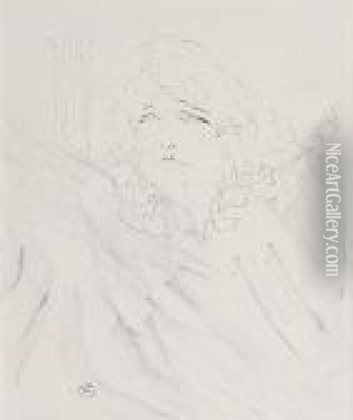 Sarah Bernhardt, From Portraits D'acteurs & Actrices (adriani 260) Oil Painting - Henri De Toulouse-Lautrec