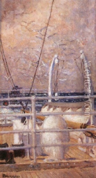 Sur Le Pont Du Bateau Oil Painting - Emilio Boggio