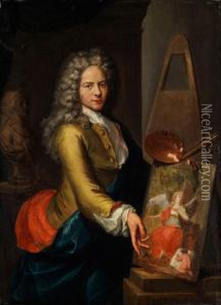 Portrait Eines Jungen Malers An Derstaffelei Oil Painting - Jan van Haensbergen