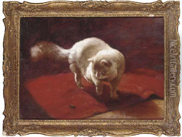Waiting To Pounce Oil Painting - Arthur Heyer