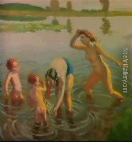 Baignade Aux Nenuphars, 1941 Oil Painting - Maurice Denis