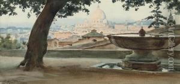 Rome From The Pincio Oil Painting - Enrico Nardi