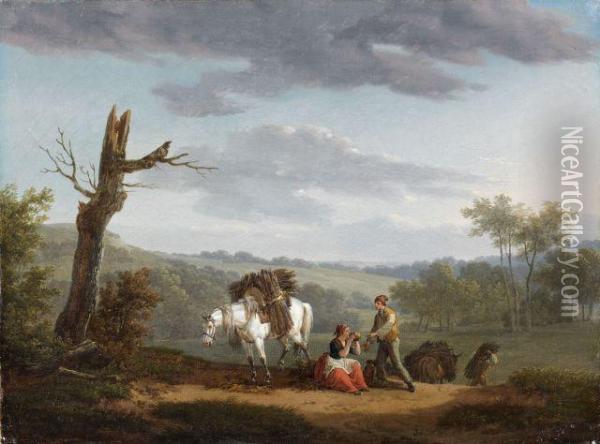 Couple De Fagoteurs Dans Un Paysage Oil Painting - Joseph Swebach-Desfontaines
