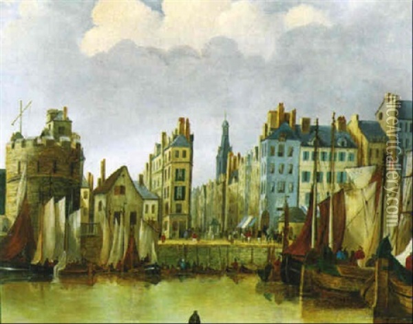 L'entree Du Port Oil Painting - Louis Marie de Schryver