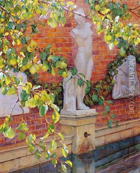Estatua en el Jardin Oil Painting - Pons Arnau Francisco