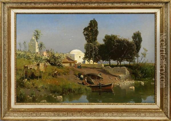 Landschaft Am Nil Oil Painting - Edgar Meyer