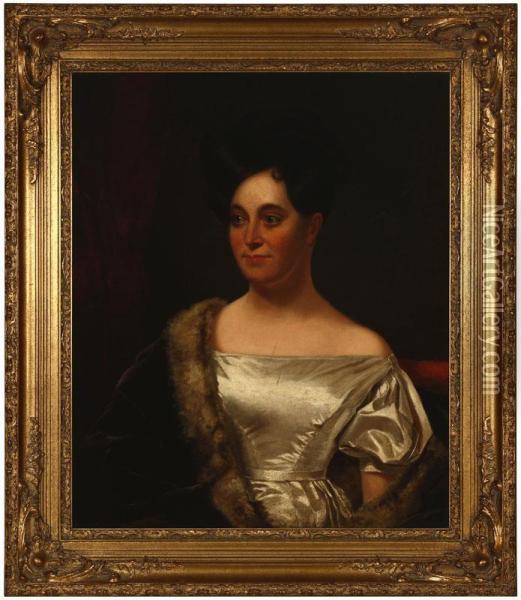 Portrait Of Ellen Adair White Oil Painting - Washington Allston