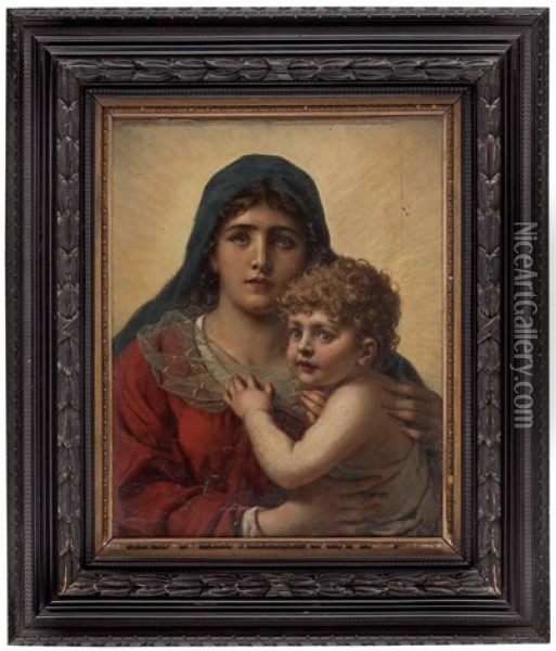 Madonna Mit Jesuskind Oil Painting - Anton Ebert