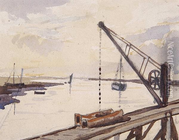 Dockside Crane, Woodbridge Oil Painting - Thomas Gainsborough