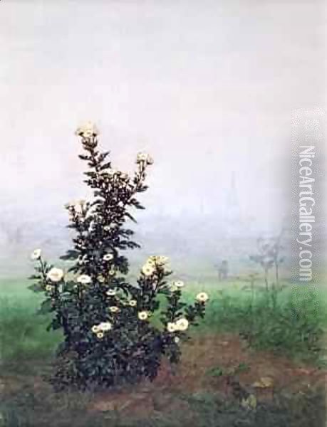 Flowering Chrysanthemum with Worker Oil Painting - Leon Bonvin