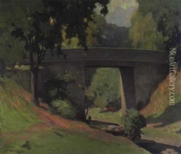 Bridge Over The Don Valley River Oil Painting - John William Beatty